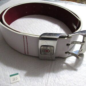 Men's White SUMI-G Genuine Leather Belt With a Magnetic Ball Marker  Size M